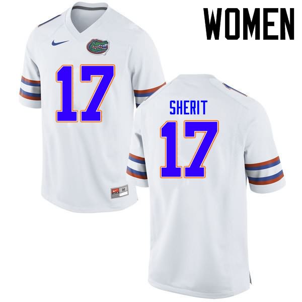 Women's NCAA Florida Gators Jordan Sherit #17 Stitched Authentic Nike White College Football Jersey LWT4165ZP